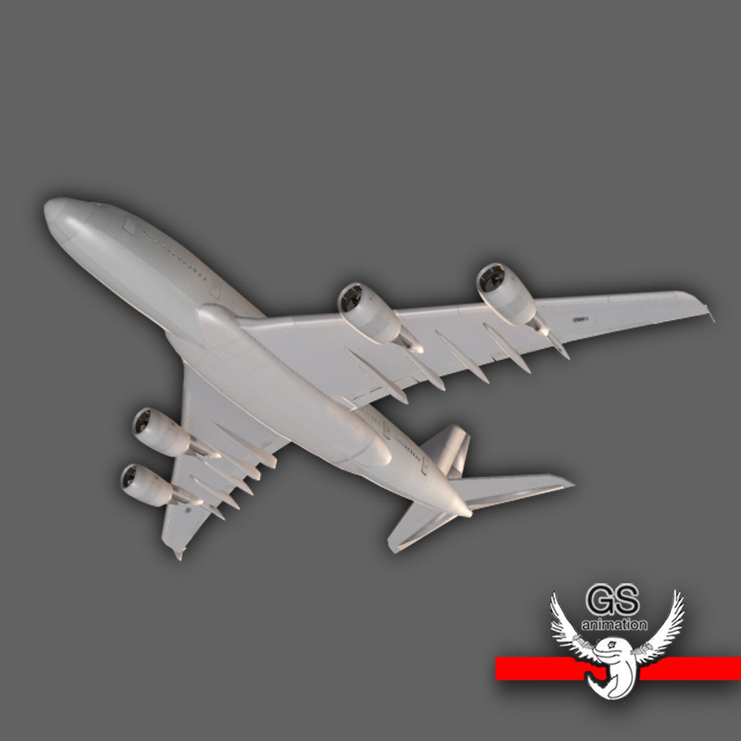 Airbus A380 with landing gear Low-poly 3D model_13
