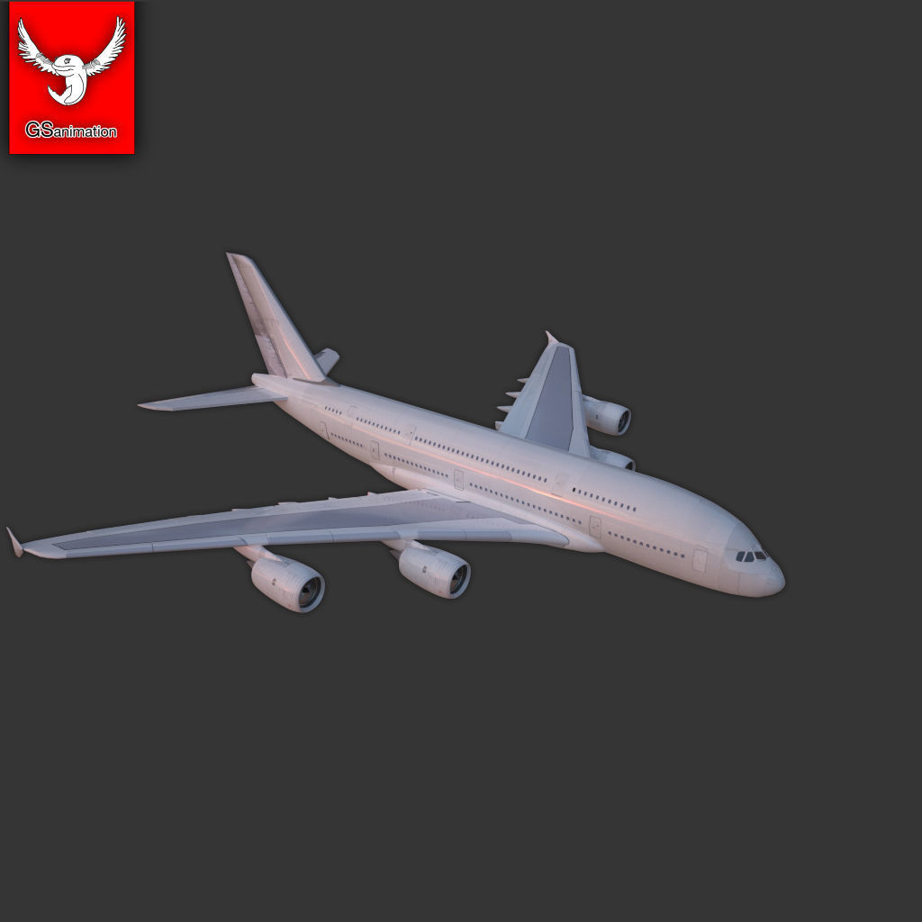 Airbus A380 with landing gear Low-poly 3D model_16