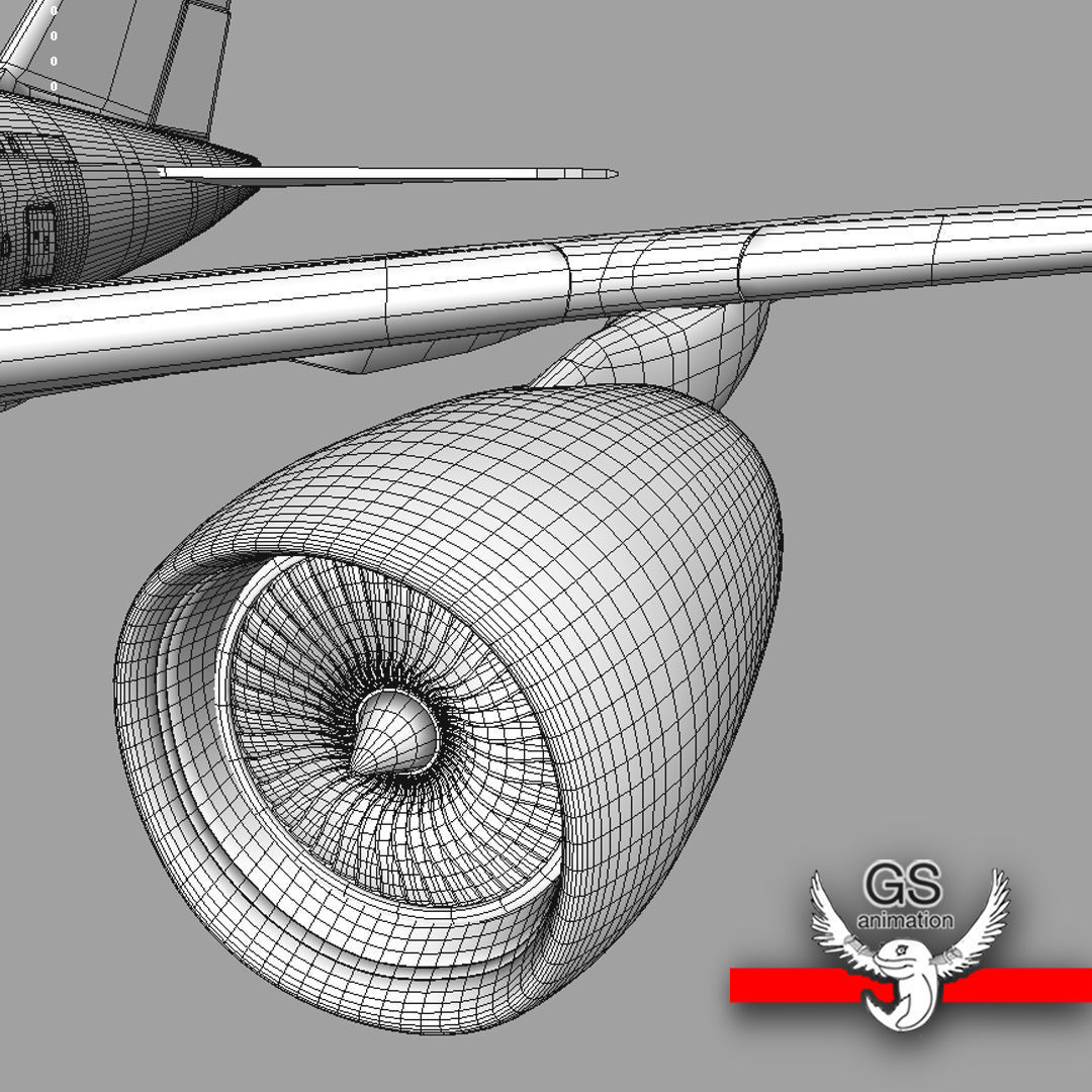 Airbus A380 with landing gear Low-poly 3D model_12