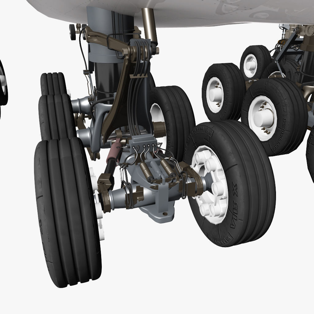 Airbus A380 with landing gear Low-poly 3D model_4