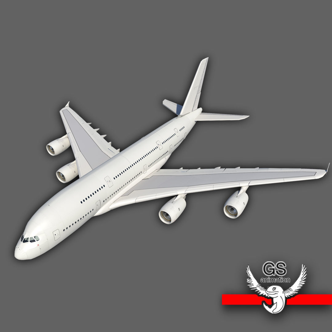 Airbus A380 with landing gear Low-poly 3D model_1