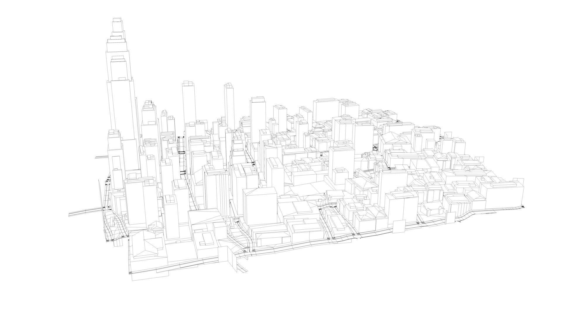 LOWPOLY NIGHT CITY Low-poly 3D model_19