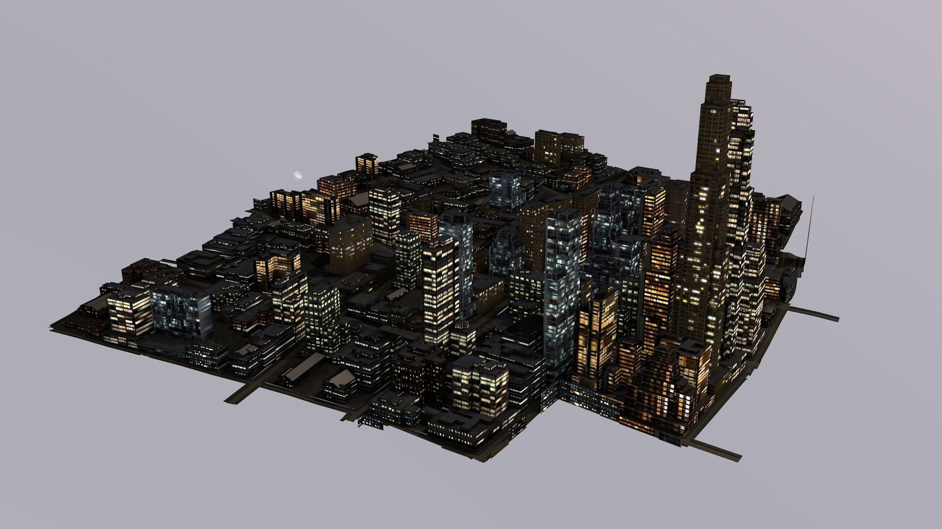 LOWPOLY NIGHT CITY Low-poly 3D model_2