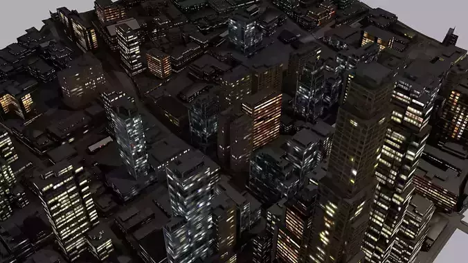 LOWPOLY NIGHT CITY Low-poly 3D model