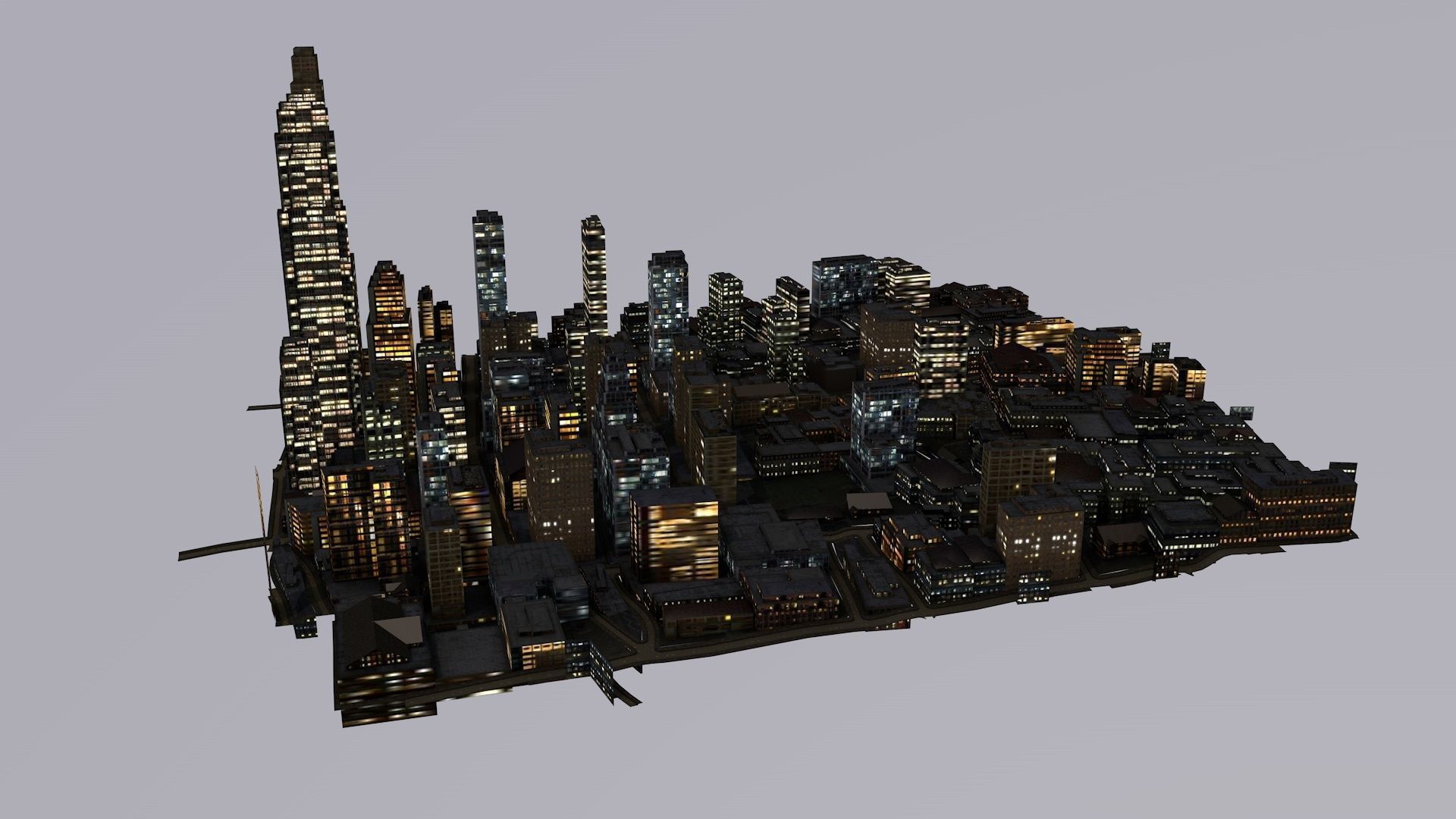 LOWPOLY NIGHT CITY Low-poly 3D model_6