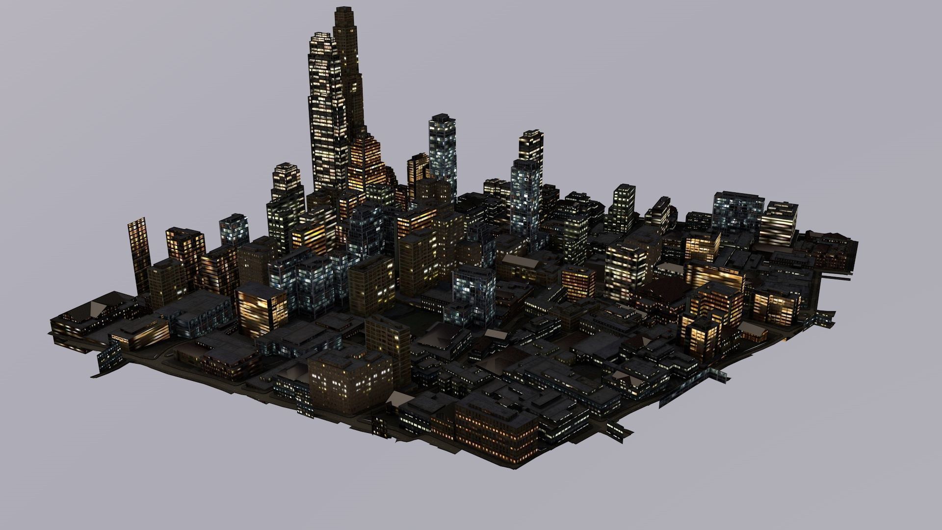 LOWPOLY NIGHT CITY Low-poly 3D model_7