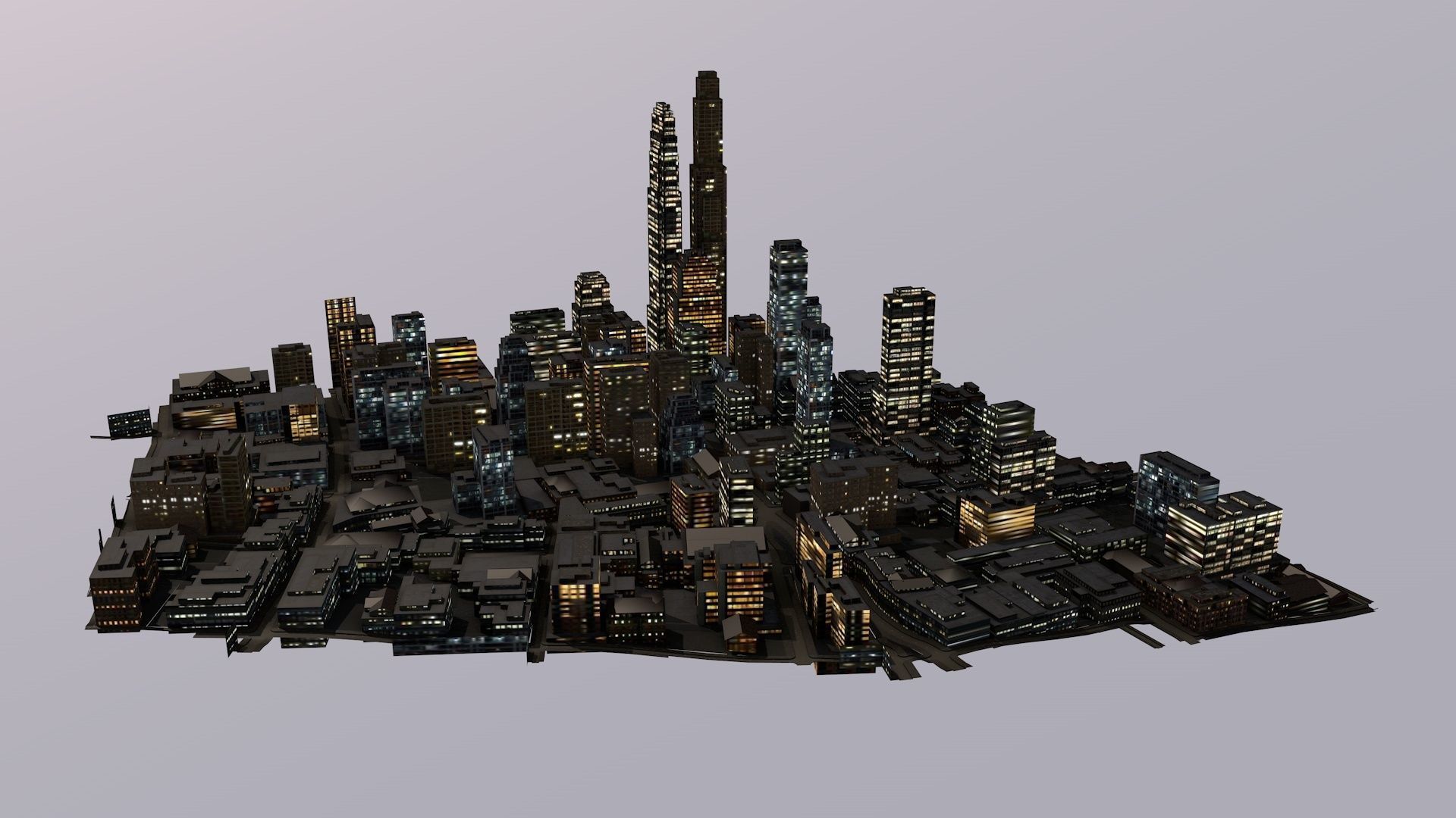 LOWPOLY NIGHT CITY Low-poly 3D model_8
