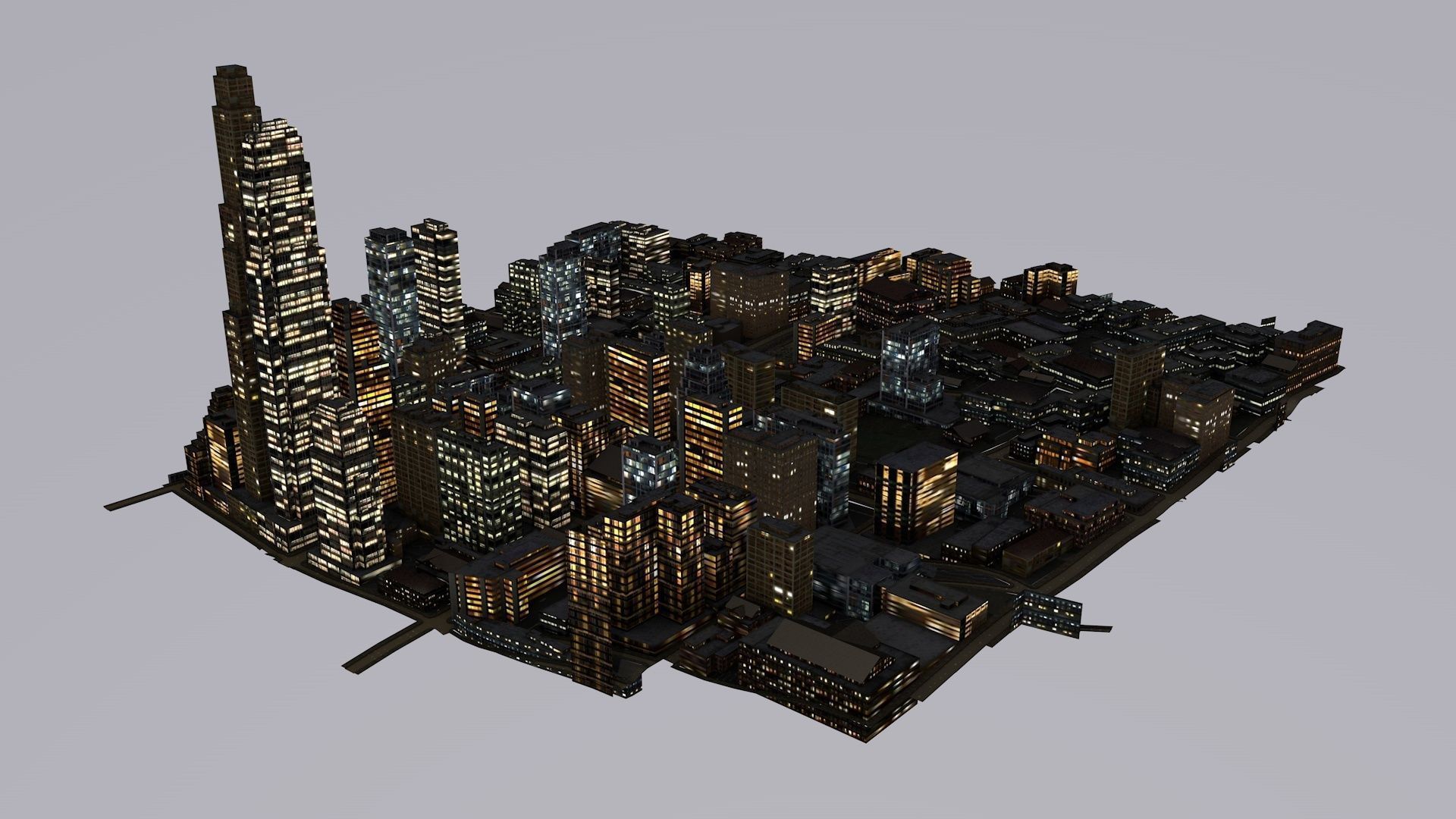 LOWPOLY NIGHT CITY Low-poly 3D model_5