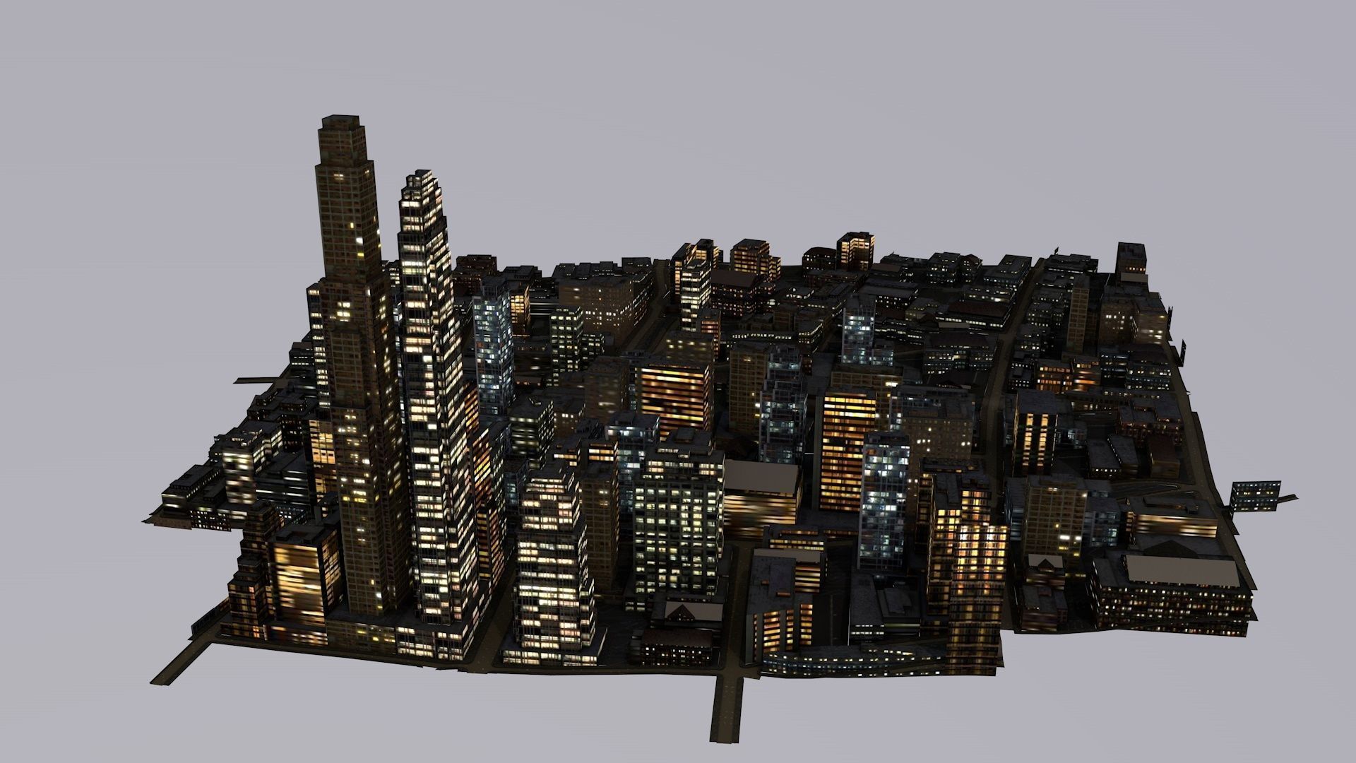 LOWPOLY NIGHT CITY Low-poly 3D model_4