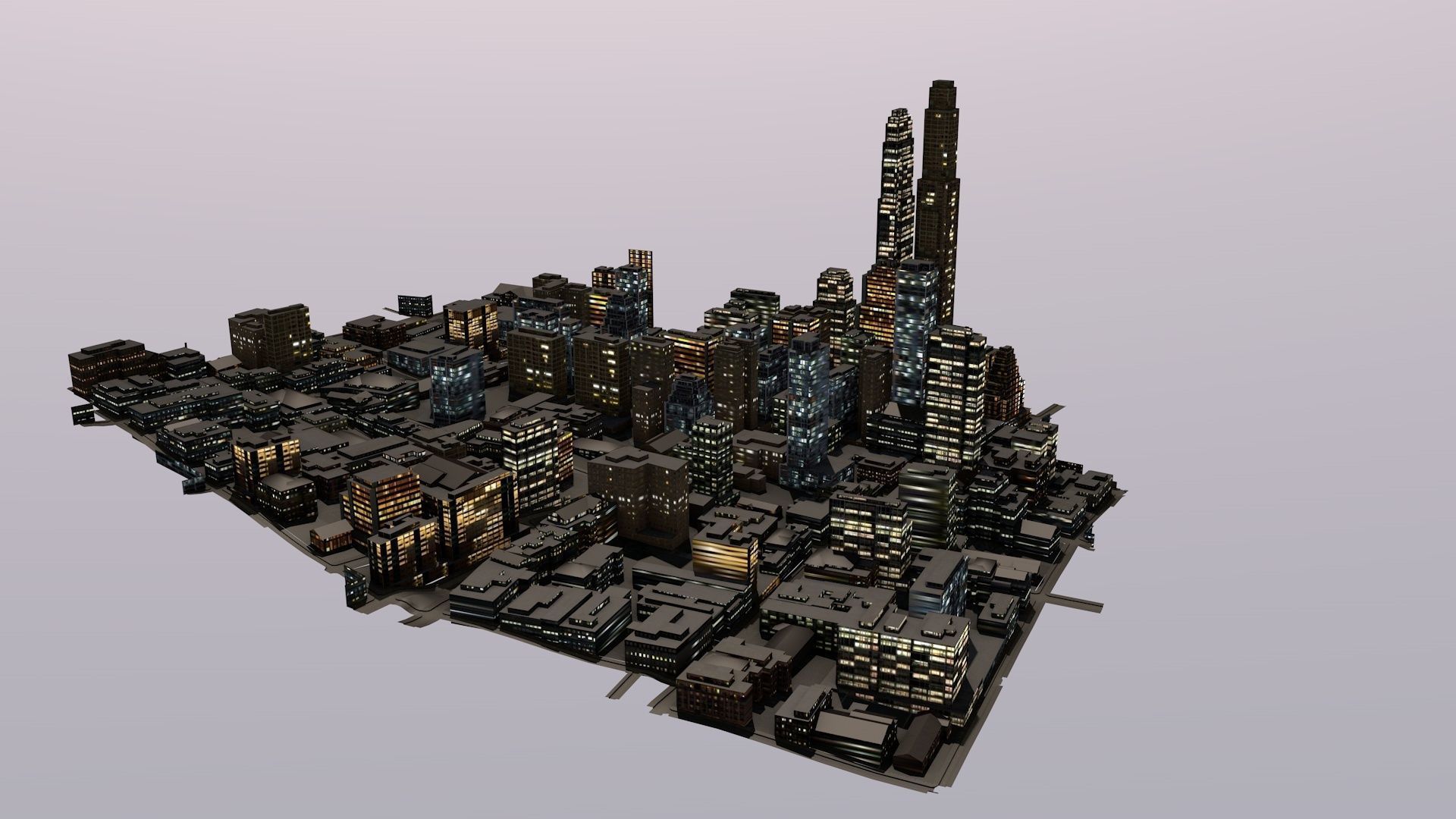 LOWPOLY NIGHT CITY Low-poly 3D model_9