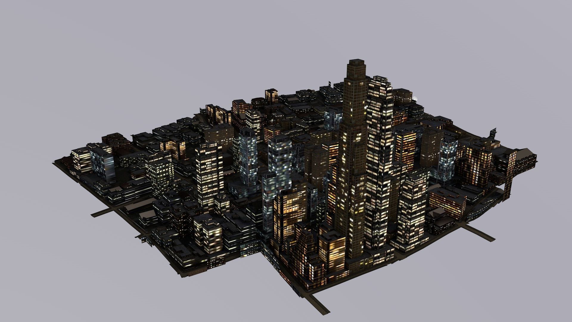 LOWPOLY NIGHT CITY Low-poly 3D model_3