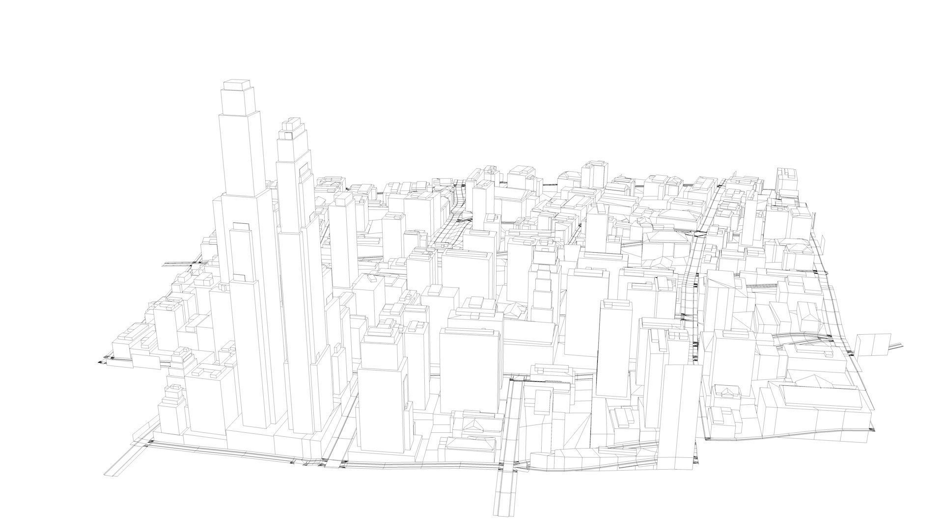 LOWPOLY NIGHT CITY Low-poly 3D model_17