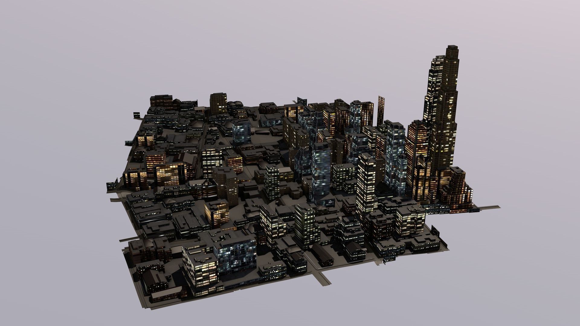 LOWPOLY NIGHT CITY Low-poly 3D model_1