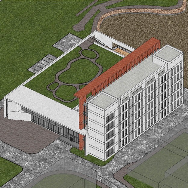 Building office with car 3D model_4