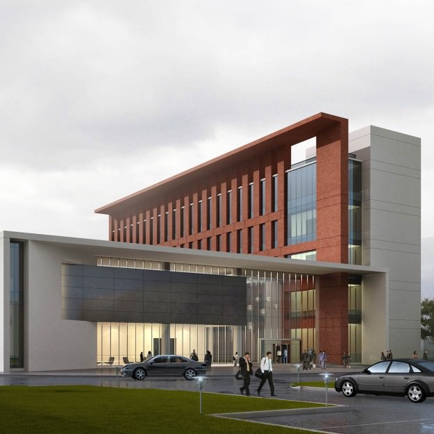 Building office with car 3D model_1