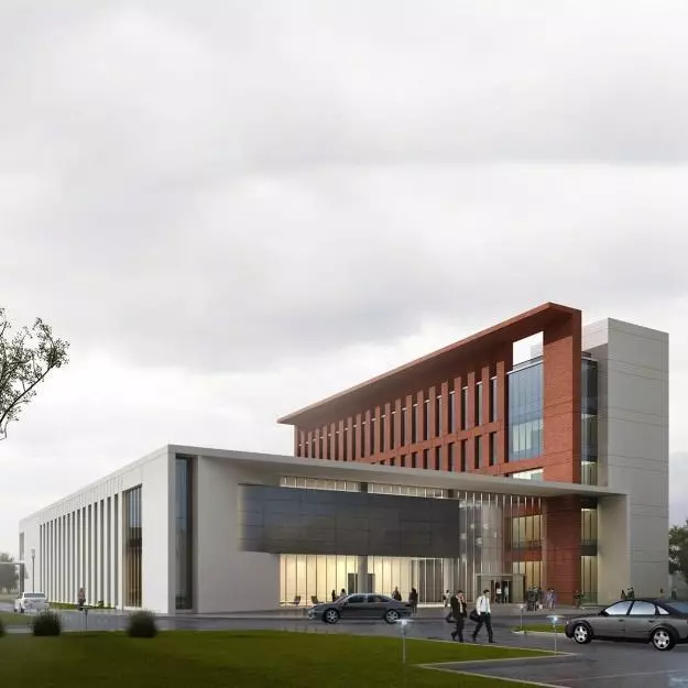 Building office with car 3D model_0