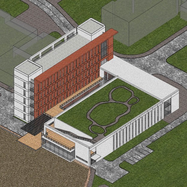 Building office with car 3D model_3