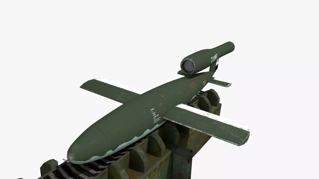 V-1 Flying bomb Low-poly 3D model_0