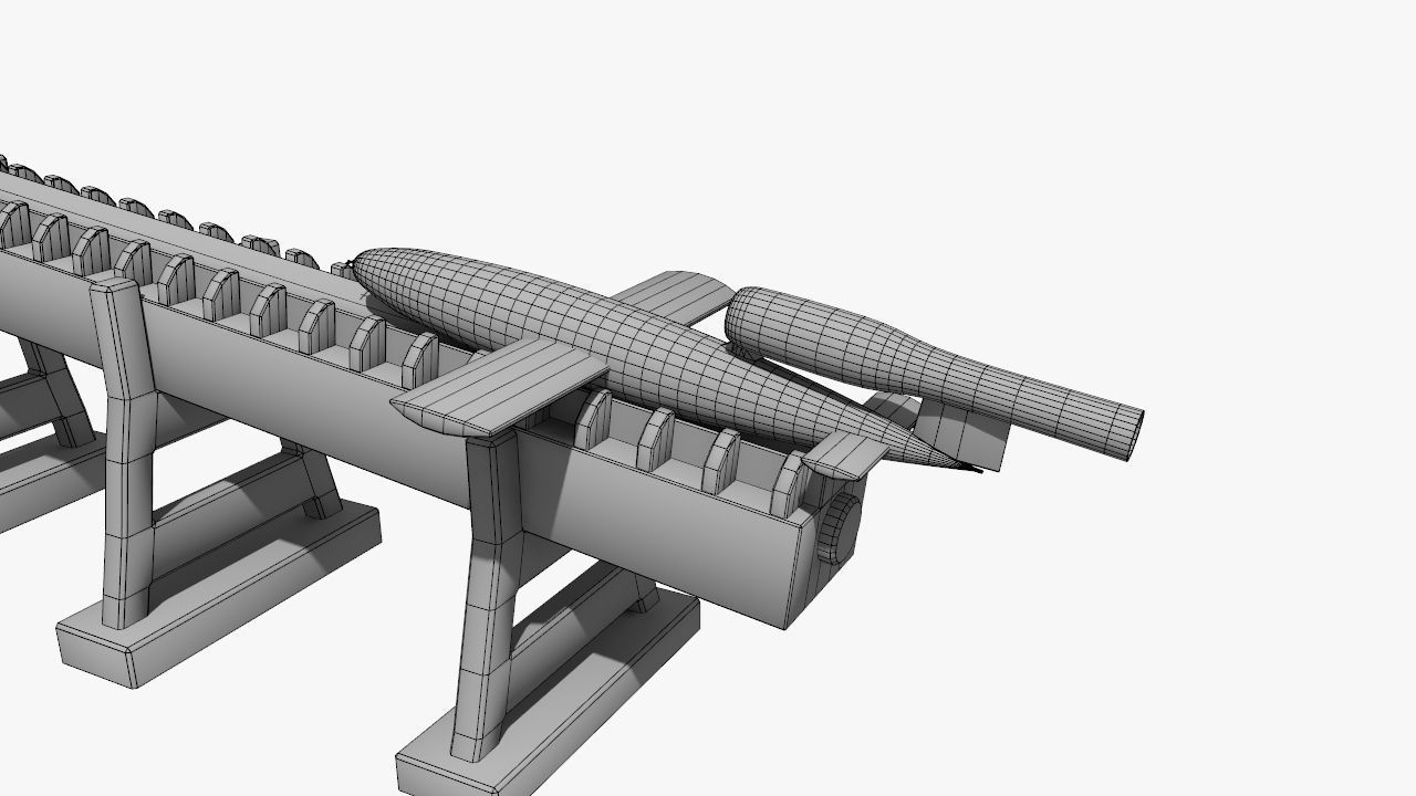 V-1 Flying bomb Low-poly 3D model_10