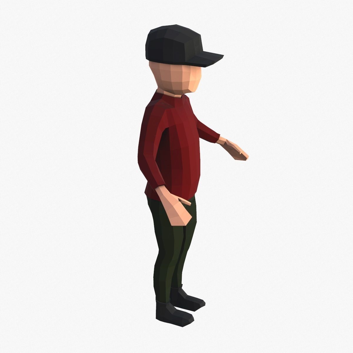 Low Poly Boy in Red Shirt Character Low-poly 3D model_4