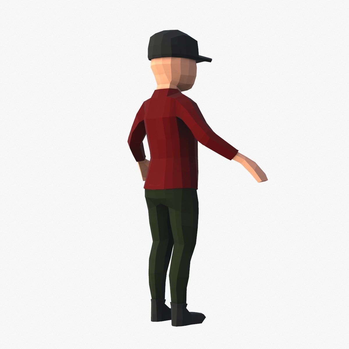 Low Poly Boy in Red Shirt Character Low-poly 3D model_1