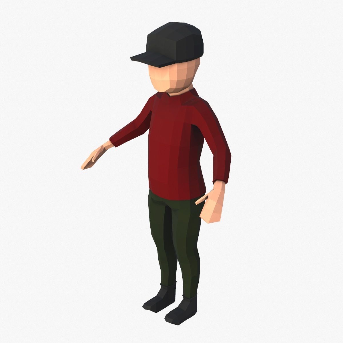 Low Poly Boy in Red Shirt Character Low-poly 3D model_2