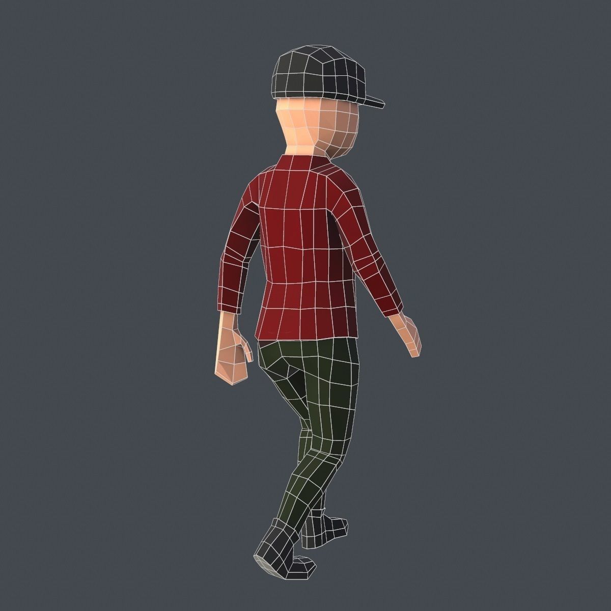 Low Poly Boy in Red Shirt Character Low-poly 3D model_13