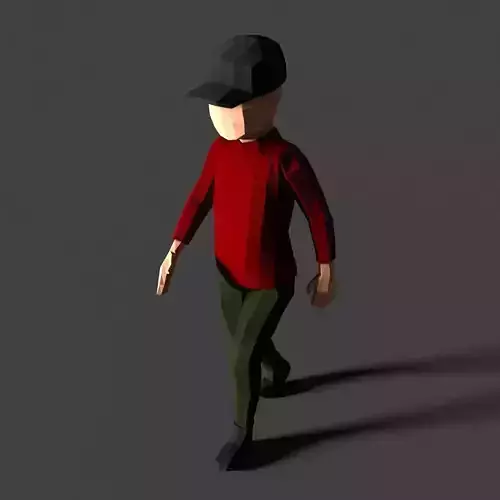 Low Poly Boy in Red Shirt Character Low-poly 3D model