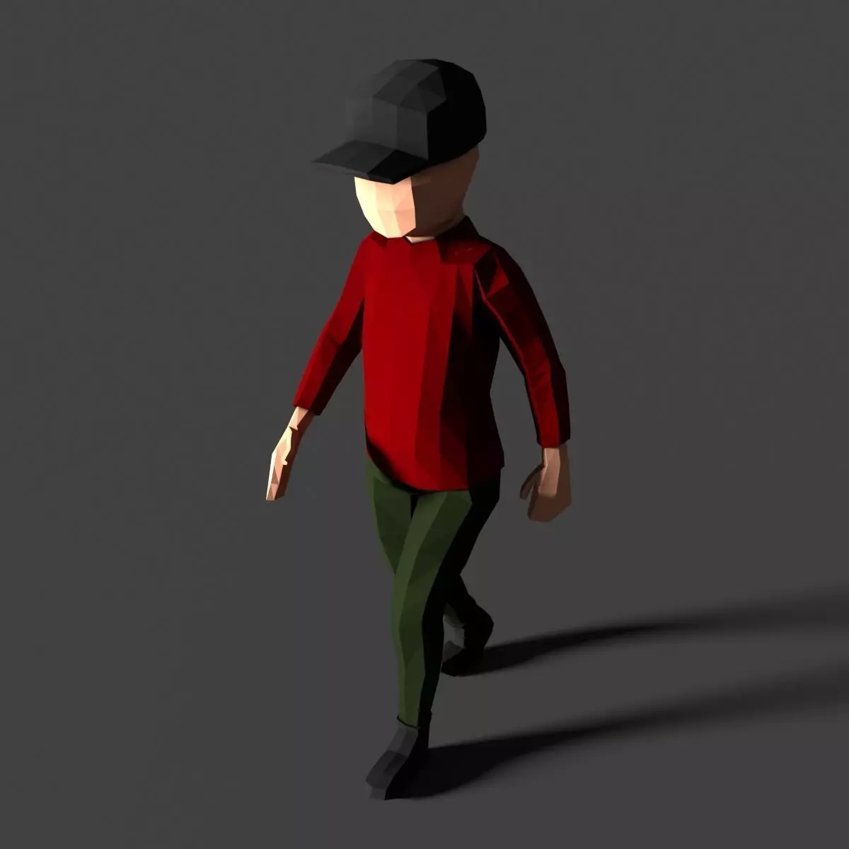 Low Poly Boy in Red Shirt Character Low-poly 3D model_0