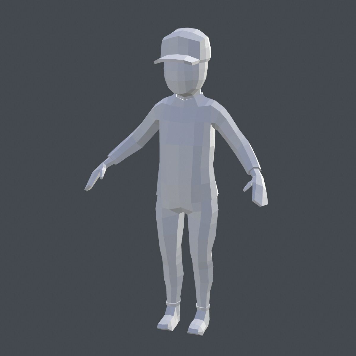 Low Poly Boy in Red Shirt Character Low-poly 3D model_7