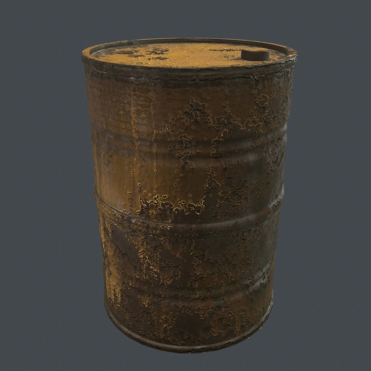 Rusty Barrel PBR Low-poly 3D model_7