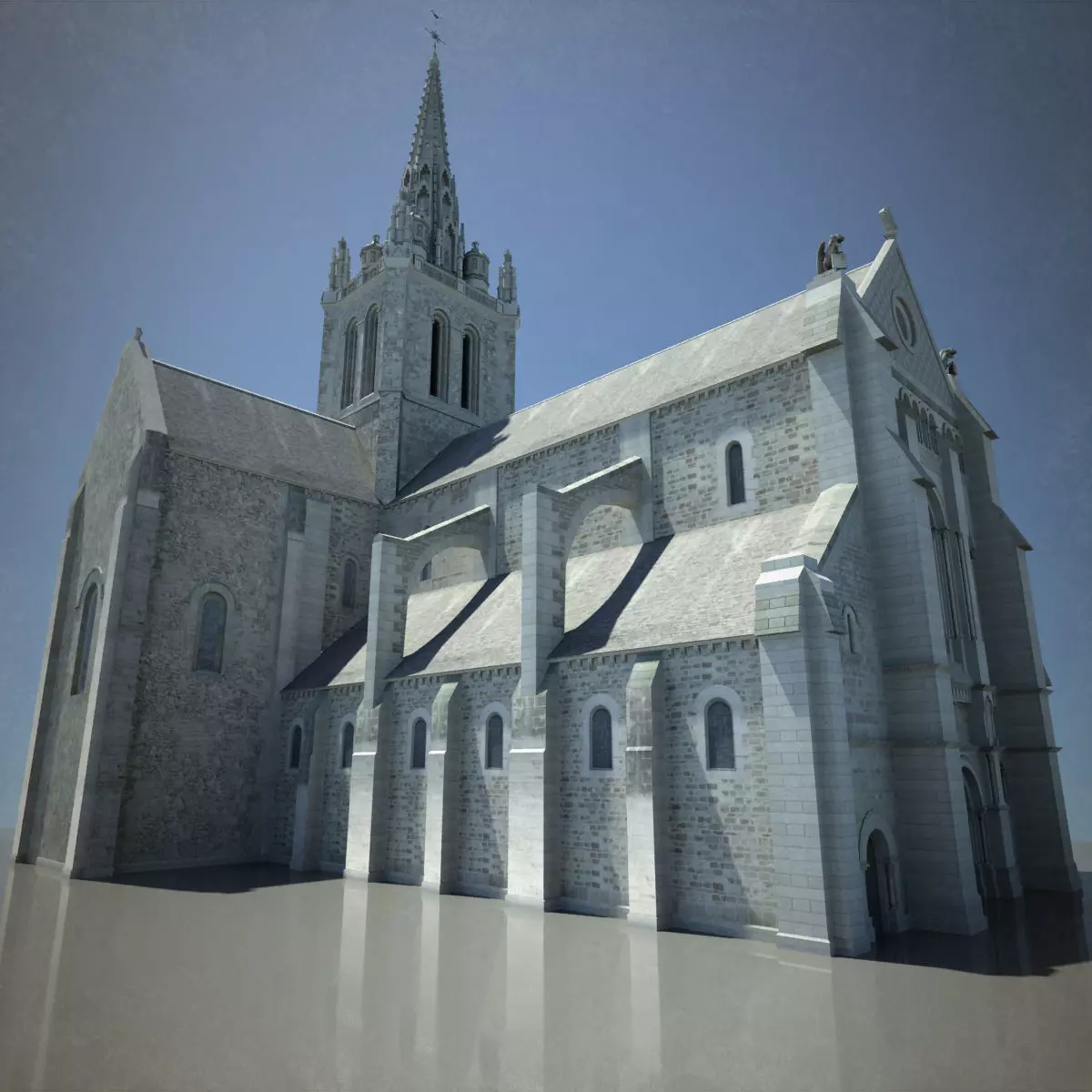 Cathedral - Basilica with LOD Low-poly 3D model