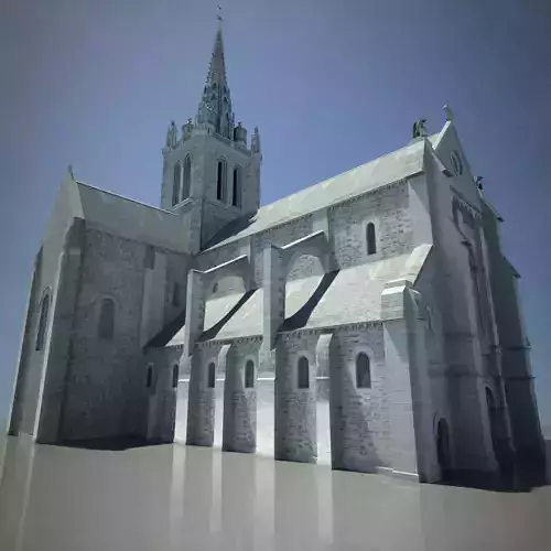  Cathedral - Basilica with LOD Low-poly 3D model