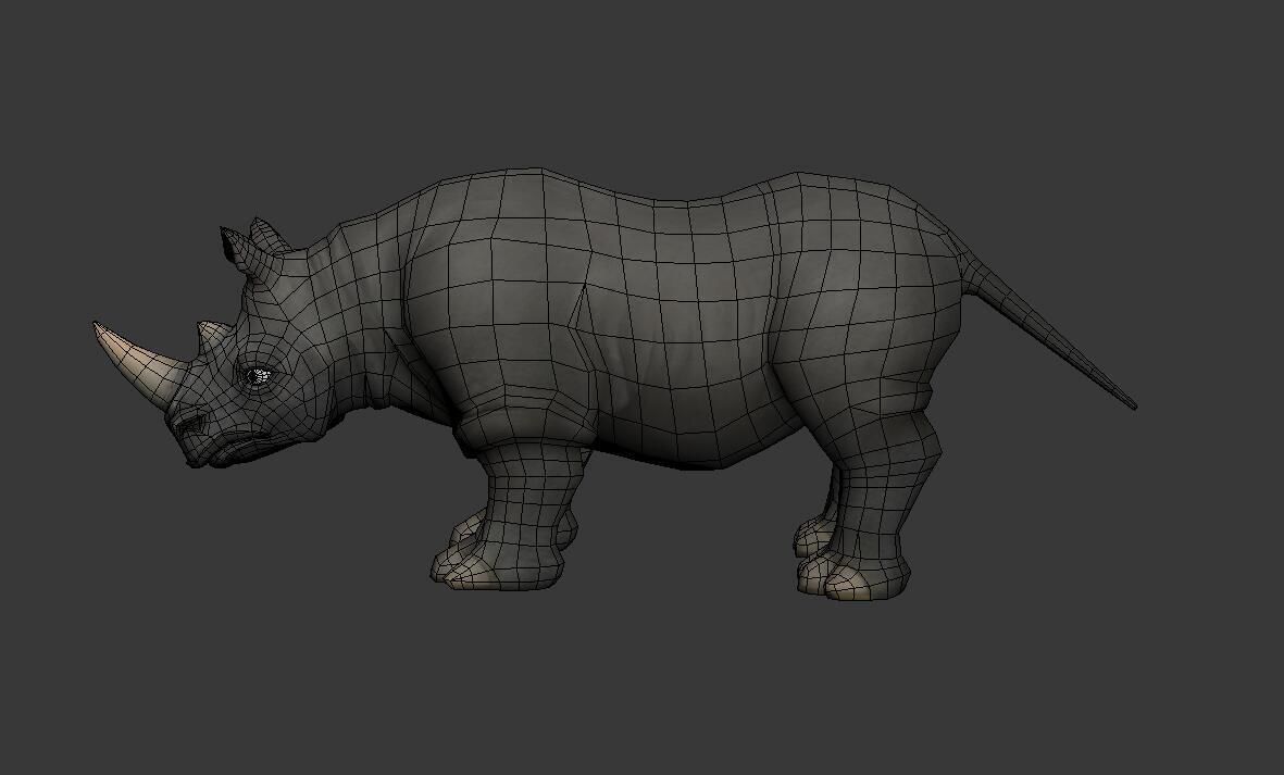 Rhinoceros   cattle Low-poly 3D model_4