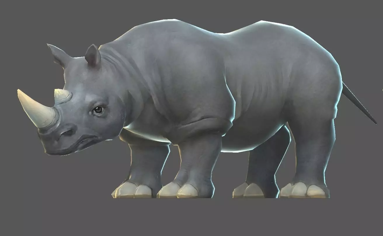 Rhinoceros   cattle Low-poly 3D model_0