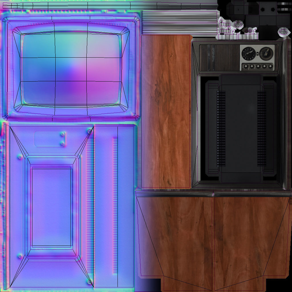 VintageTV tv set - tv set Low-poly 3D model_11