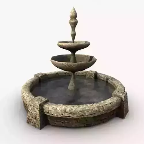 Low poly stone fountain