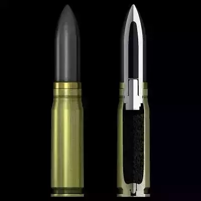 German 20mm MG151-20 cartridge with cutaway 3D model