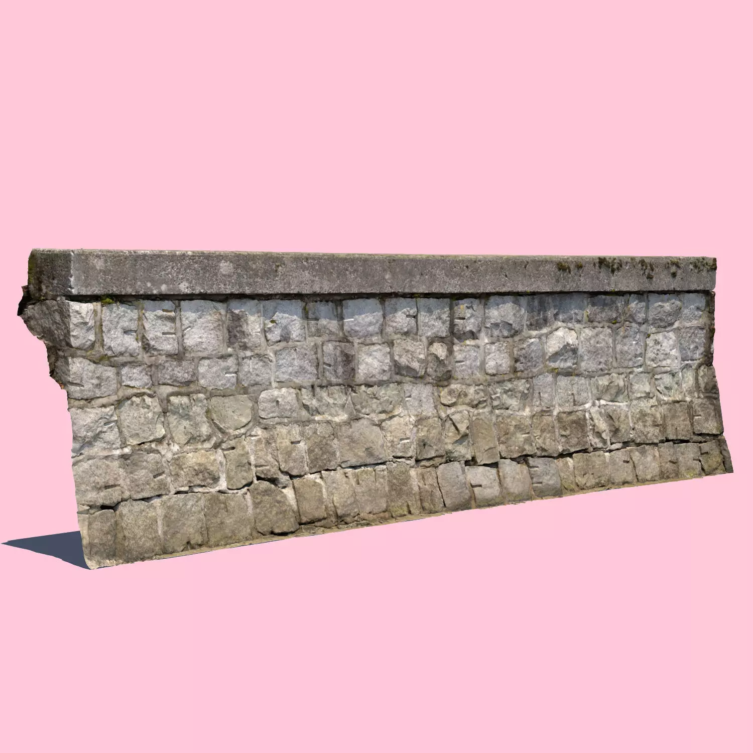 Seawall stone wall 3D model_0