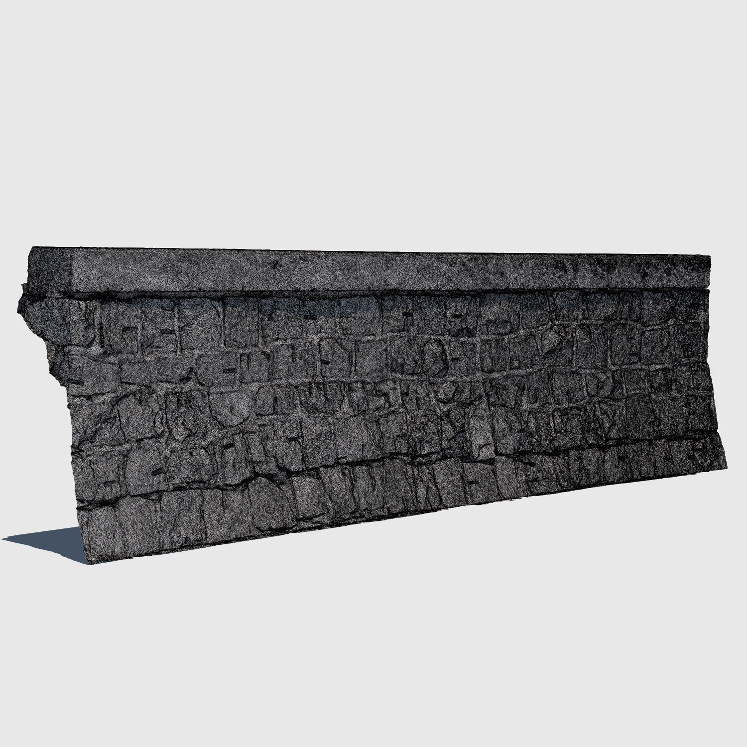 Seawall stone wall 3D model_2