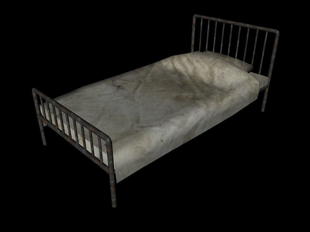 Bed  Hotel Prison Asylum Low-poly 3D model_9