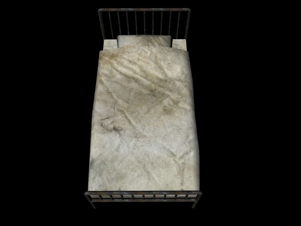 Bed  Hotel Prison Asylum Low-poly 3D model_5