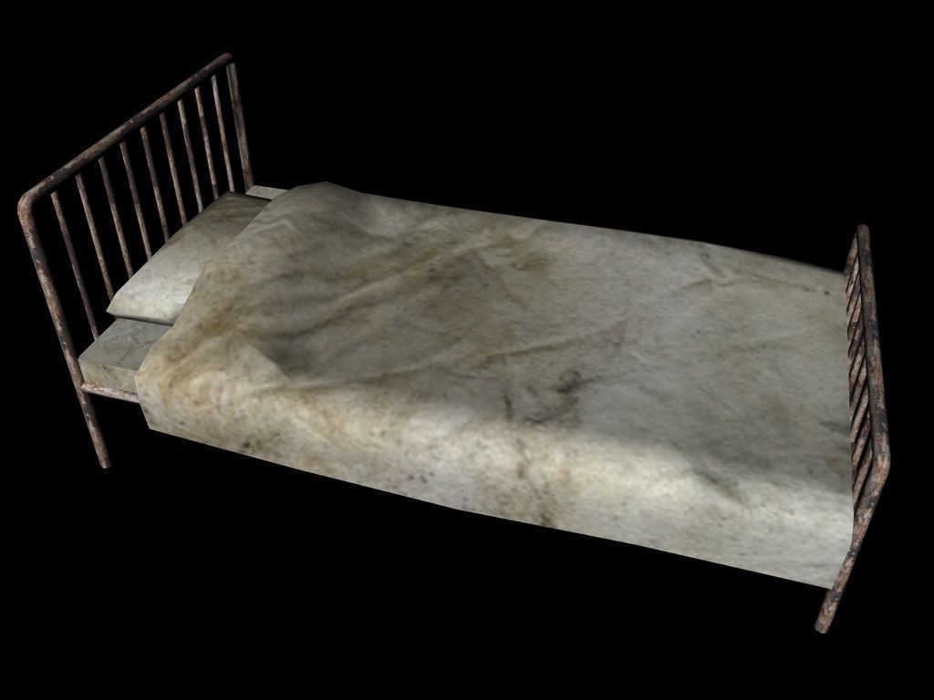 Bed  Hotel Prison Asylum Low-poly 3D model_1