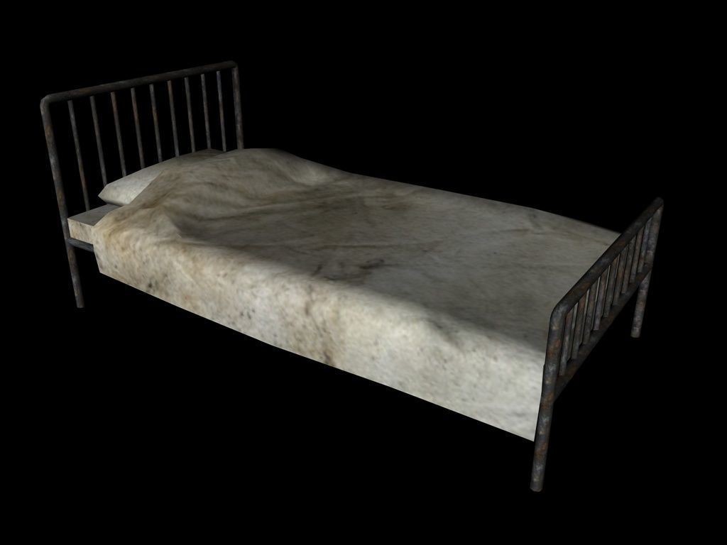 Bed  Hotel Prison Asylum Low-poly 3D model_6