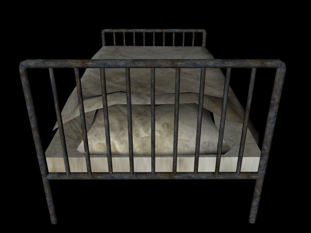 Bed  Hotel Prison Asylum Low-poly 3D model_7