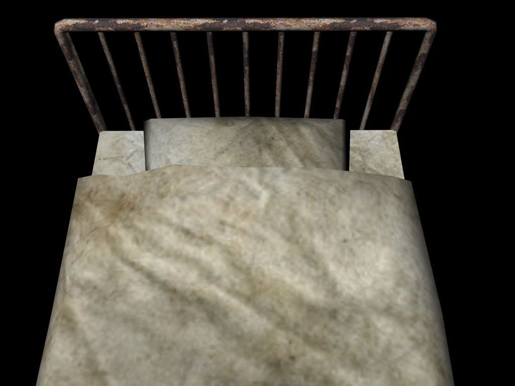 Bed  Hotel Prison Asylum Low-poly 3D model_4