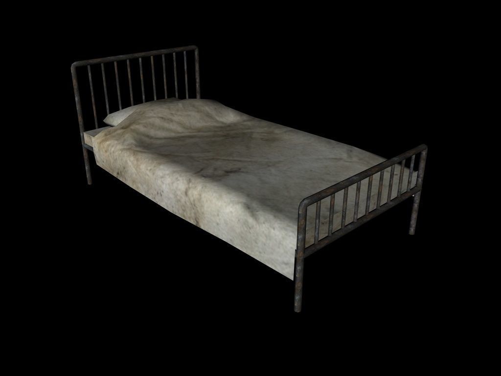 Bed  Hotel Prison Asylum Low-poly 3D model_8