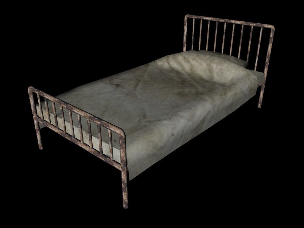 Bed  Hotel Prison Asylum Low-poly 3D model_3