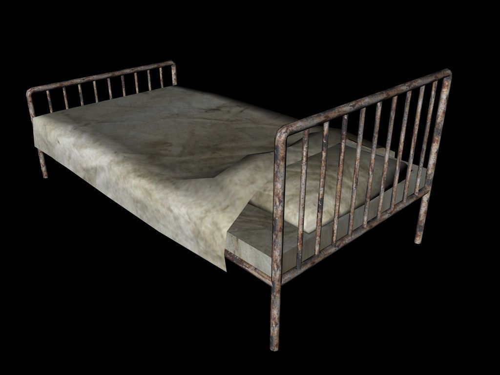 Bed  Hotel Prison Asylum Low-poly 3D model_2
