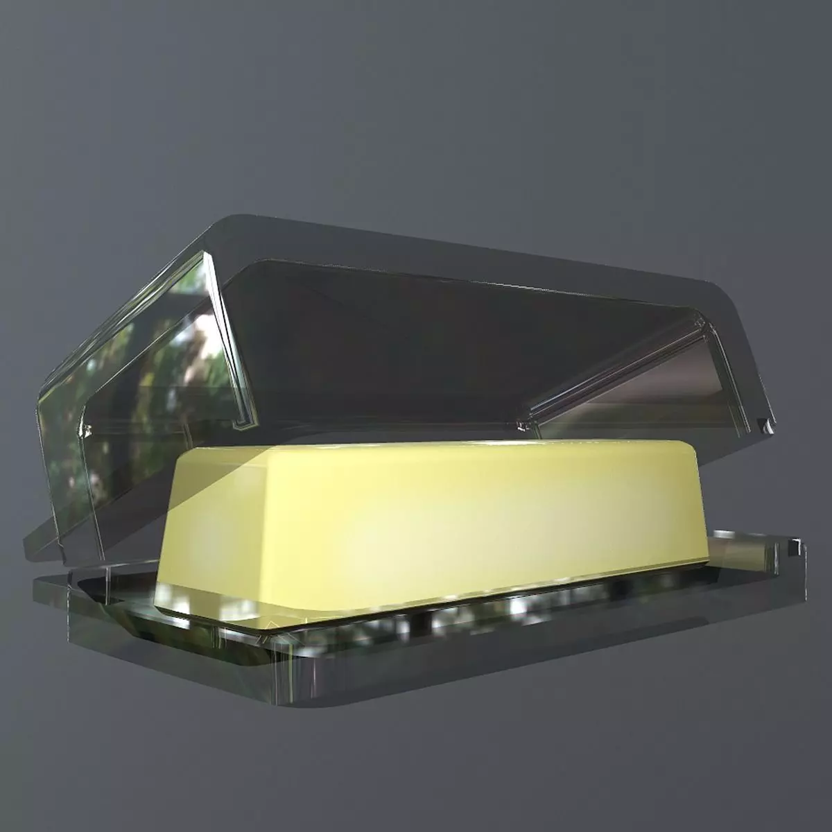 Butter glass box with light in it Low-poly 3D model